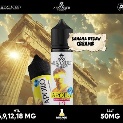 Vape product with 'Alexander the Great' branding against a classical architecture background