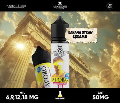 Vape product with 'Alexander the Great' branding against a classical architecture background