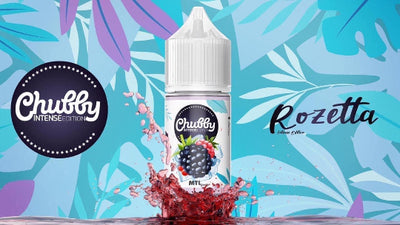 Chubby bottle with colorful splash against a tropical leaf pattern background