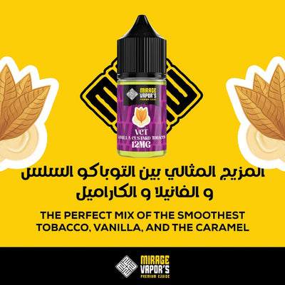Vape juice bottle with packaging design on a yellow background