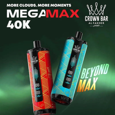 Al Fakher Crown Bar Mega Max 40k Puffs Disposable Pod device with smart display for Vape Egypt.