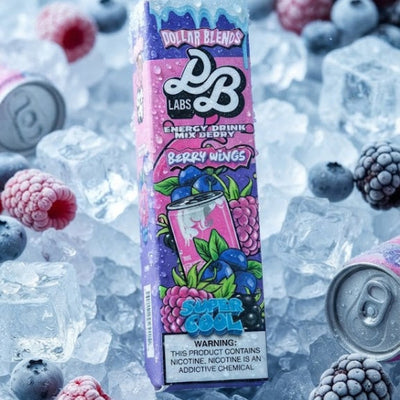 DOLLAR SALT BERRY WINGS ELIQUID 15ml bottle showing energy drink and mixed berries artwork for VAPE EGYPT.