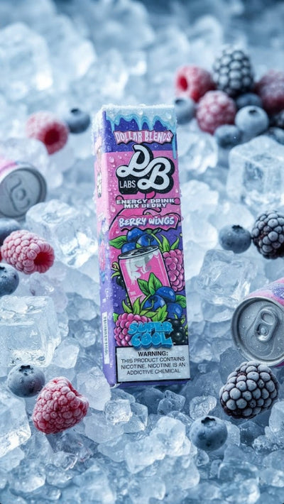 DOLLAR SALT BERRY WINGS ELIQUID 15ml bottle showing energy drink and mixed berries artwork for VAPE EGYPT.