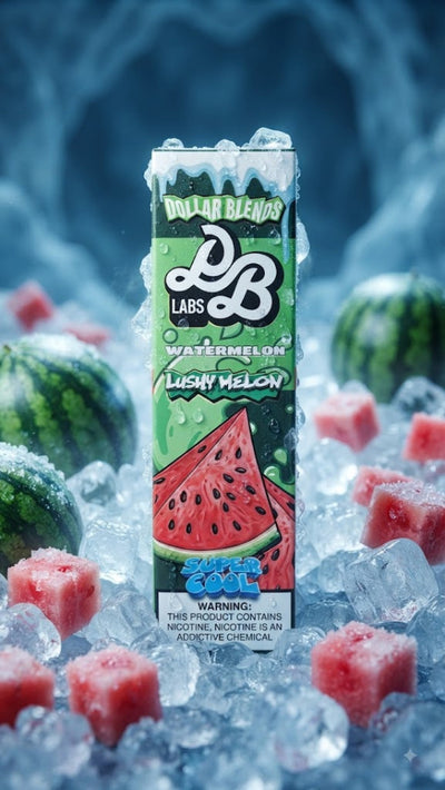 DOLLAR SALT LUSH MELON SUPER COOL ELIQUID bottle displaying sweet watermelon ice artwork for VAPE EGYPT.