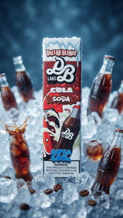 DOLLAR SALT SODA SUPER COOL ELIQUID bottle displaying classic cola ice artwork for VAPE EGYPT.