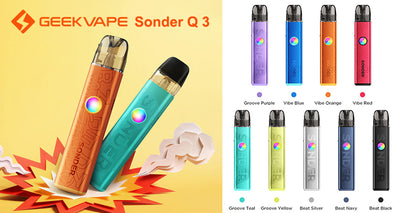 GEEKVAPE SONDER Q3 POD STARTER KIT showing dynamic RGB light and Q pod at Tlpvapes.
