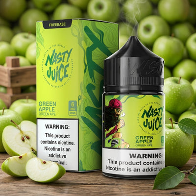 NASTY GREEN APE ELIQUID bottle with green apple graphics for Vape Egypt.