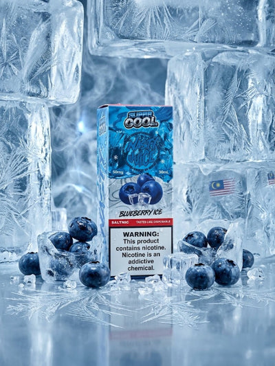 NASTY SUPER COOL BLUEBERRY ICE SALT ELIQUID bottle on top vape website.