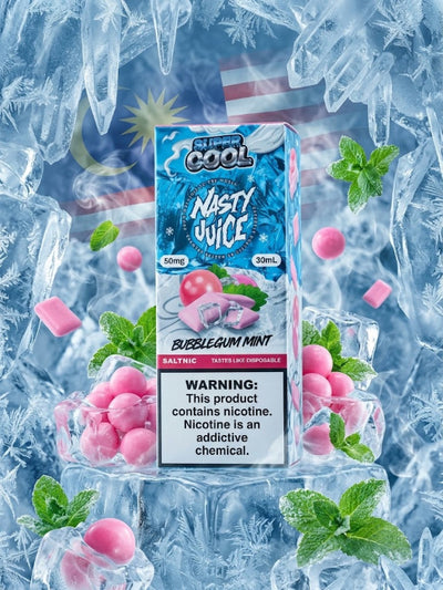 NASTY SUPER COOL BUBBLEGUM MINT SALT ELIQUID 30ml bottle on Vape Store Egypt.