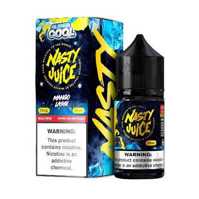 NASTY SUPER COOL MANGO LASSI SALT ELIQUID bottle on top vape website.