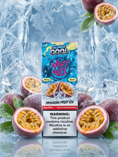 NASTY SUPER COOL PASSIONFRUIT ICE SALT ELIQUID bottle on top vape website.