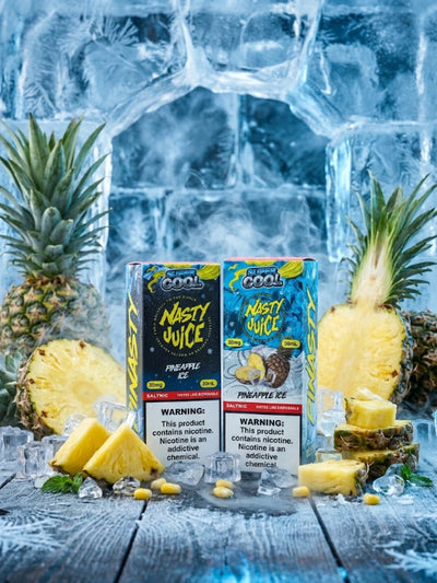 NASTY SUPER COOL PINEAPPLE ICE SALT ELIQUID bottle on top vape website.