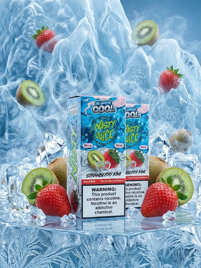 NASTY SUPER COOL STRAWBERRY KIWI SALT ELIQUID bottle on top vape website.
