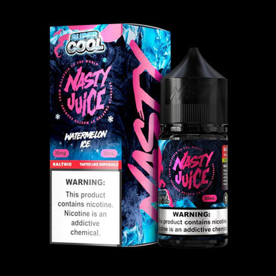 NASTY SUPER COOL WATERMELON ICE SALT ELIQUID bottle on top vape website.