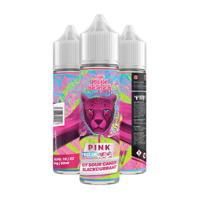 PINK PANTHER FROZEN SOUR CANDY REMIX ELIQUID bottle on top vape website.
