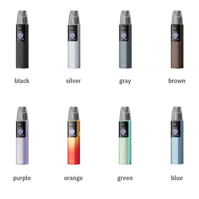 Vape device in various colors on a white background